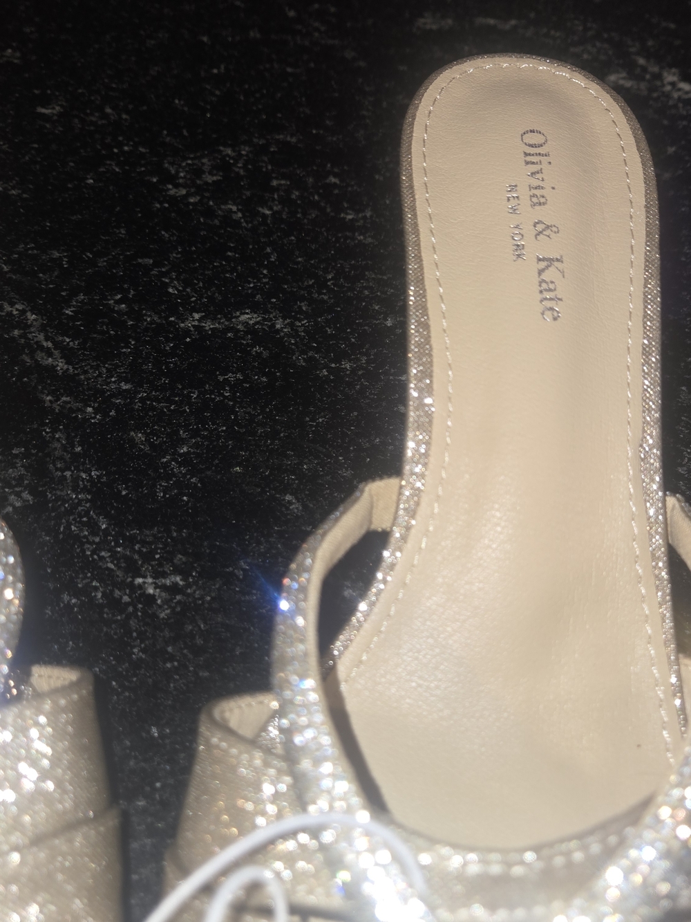 Olivia & Kate Glitter Slip-On Mules in Champagne - Picture 4 of 7